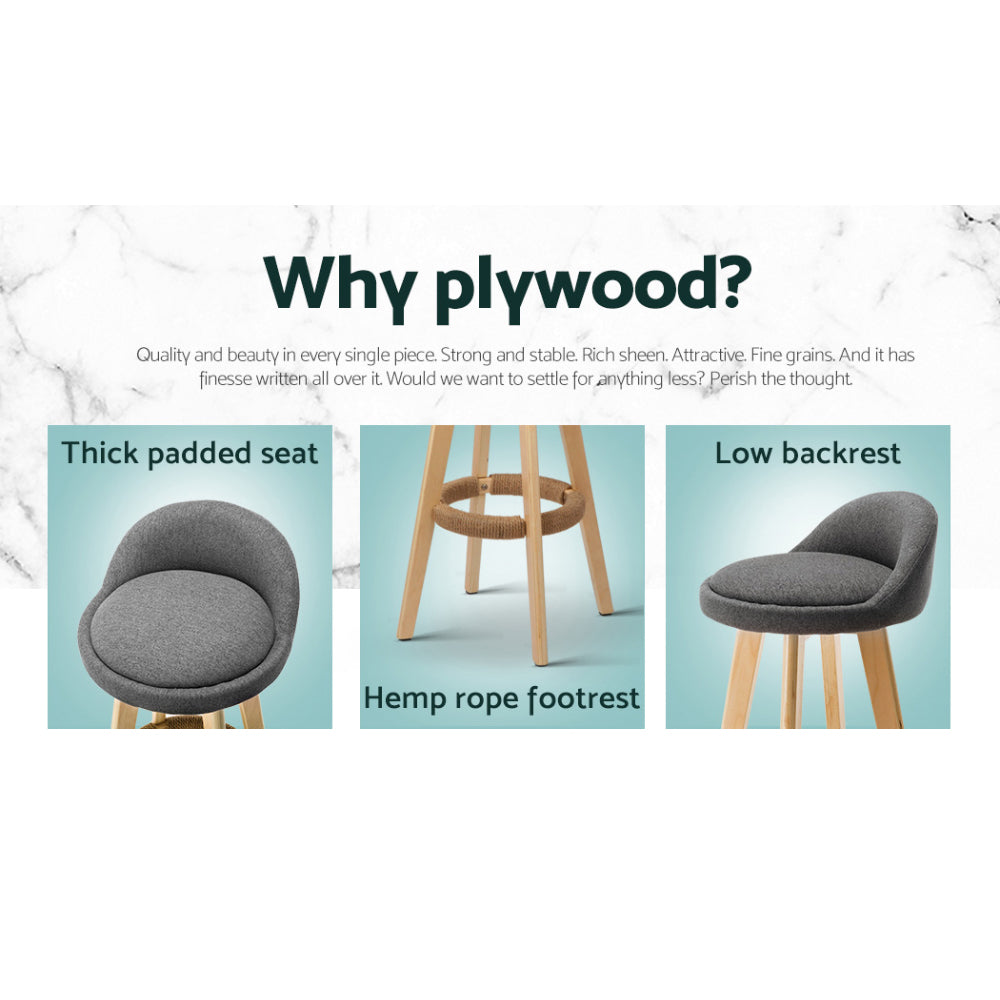 Artiss Dalvey Grey Linen Bar Stools