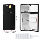 Devanti 122L Two Door Bar Fridge Mini Fridge with Freezer Black