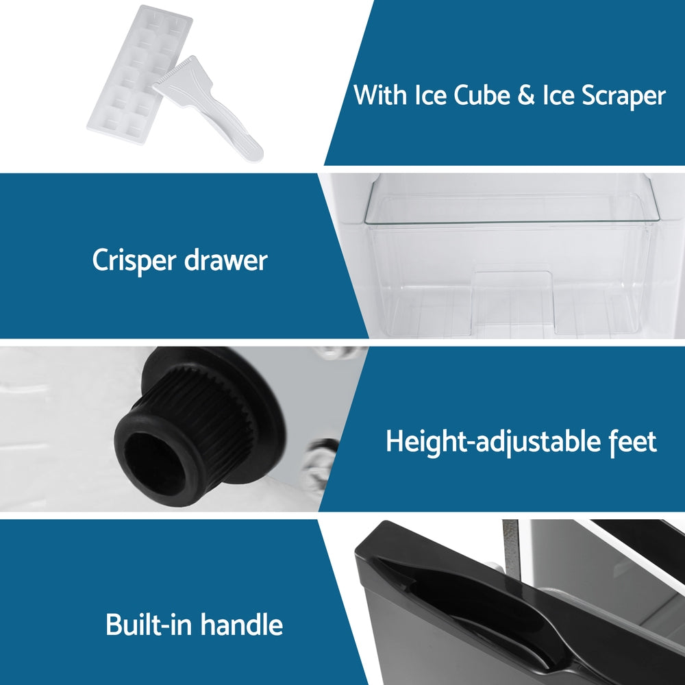 Devanti 122L Two Door Bar Fridge Mini Fridge with Freezer Black