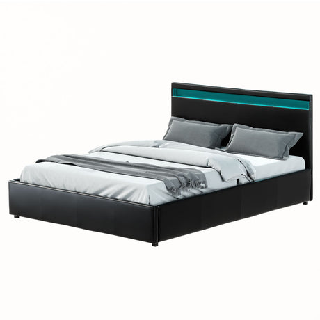 Artiss Cole Queen Size LED Gas Lift Bed Frame