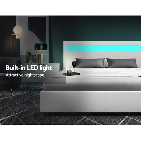 Artiss Queen Size LED Gas Lift Bed Frame