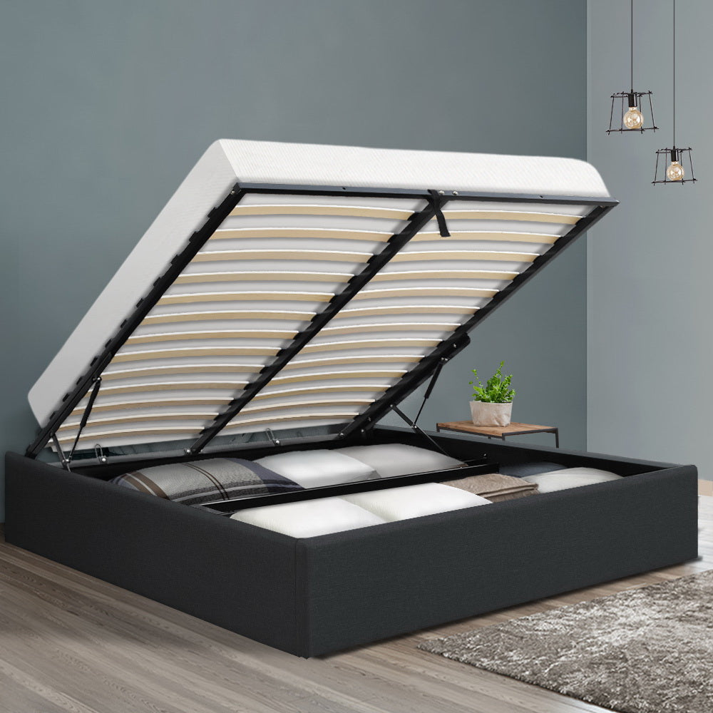 Toki Charcoal Queen Size Gas Lift Bed Frame