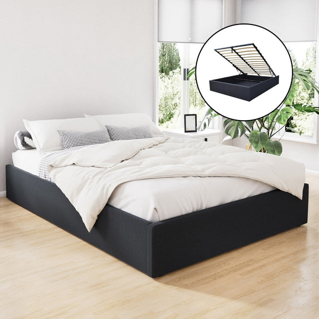 Toki Charcoal Queen Size Gas Lift Bed Frame