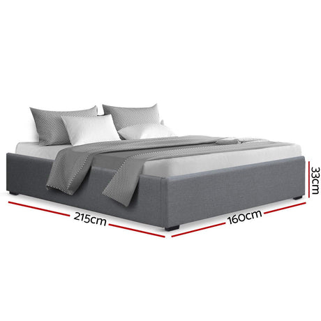 Toki Grey Gas-Lift Queen Bed Frame