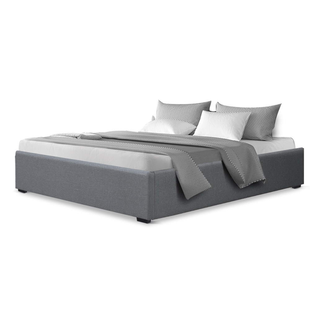 Toki Grey Gas-Lift Queen Bed Frame