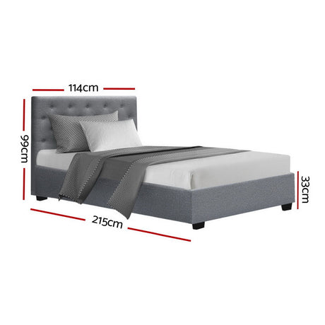 Artiss Bed Frame King Single Size Gas Lift Grey VILA