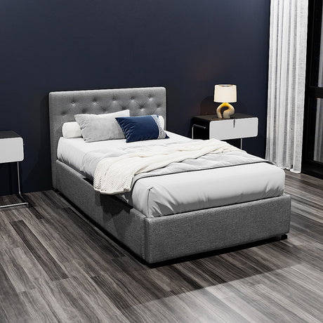 Artiss Bed Frame King Single Size Gas Lift Grey VILA