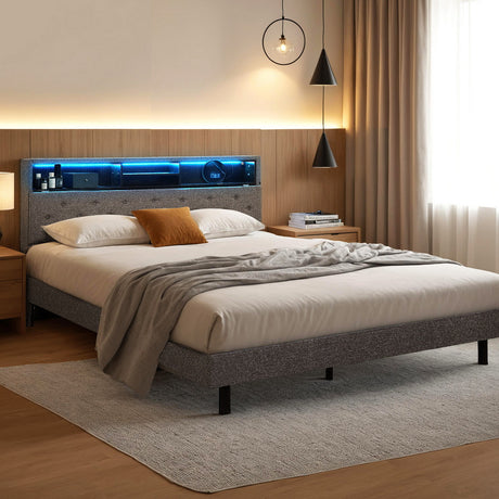 Artiss Queen Size LED Storage Bed Frame