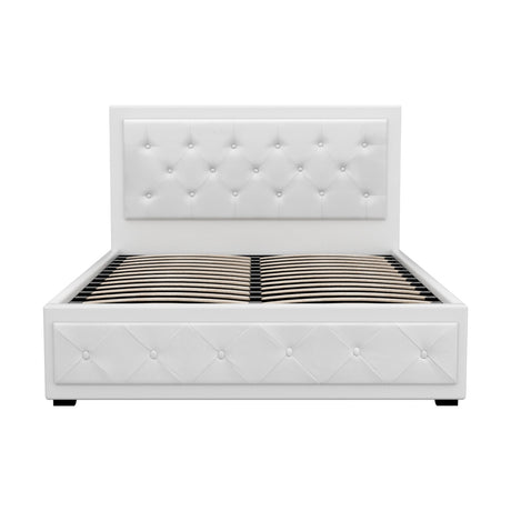 Artiss Bed Frame Double Size Gas Lift White TIYO