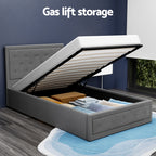 Artiss Bed Frame King Single Size Gas Lift Storage Mattress Base Wooden Grey