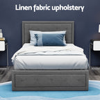 Artiss Bed Frame King Single Size Gas Lift Storage Mattress Base Wooden Grey