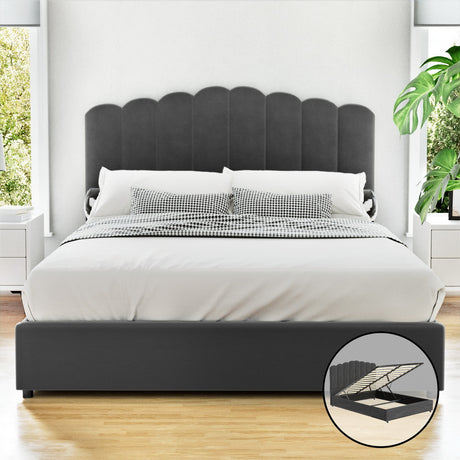 Artiss Queen Size Velvet Grey Bed Frame