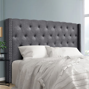 Artiss Bed Head Headboard King Size Fabric - LUCA Grey