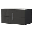 Cefito Vanity Unit 900mm Bathroom Cabinet Storage Wall Hung Black Timber Front