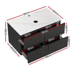 Cefito Vanity Unit 900mm Bathroom Cabinet Storage Wall Hung Black Timber Front