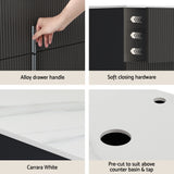 Cefito Vanity Unit 900mm Bathroom Cabinet Storage Wall Hung Black Timber Front