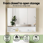 Cefito Bathroom Mirror Cabinet Medicine Adjustable Shelves Wall Hung 900x750mm White