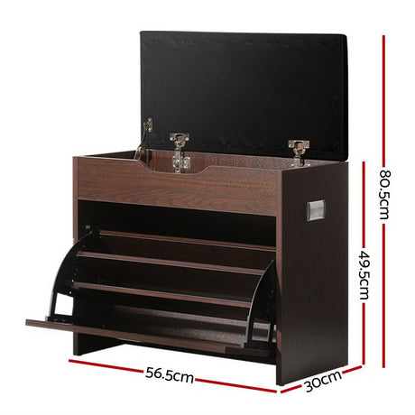 Elegant 3-Tier PU Leather Shoe Storage Bench