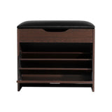 Elegant 3-Tier PU Leather Shoe Storage Bench