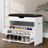 Elegant 3-Tier PU Leather Shoe Storage Bench