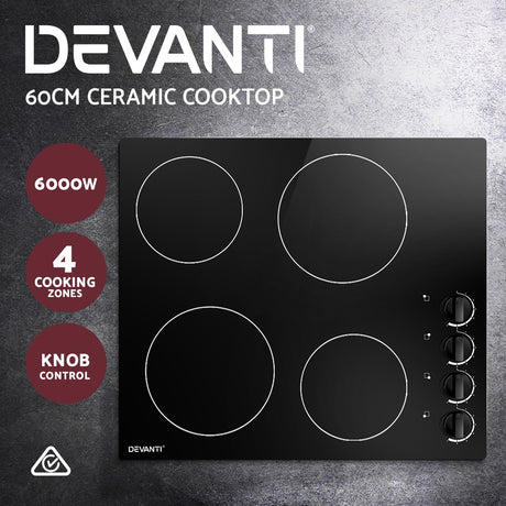 60cm Electric Ceramic Cooktop with Safety Features