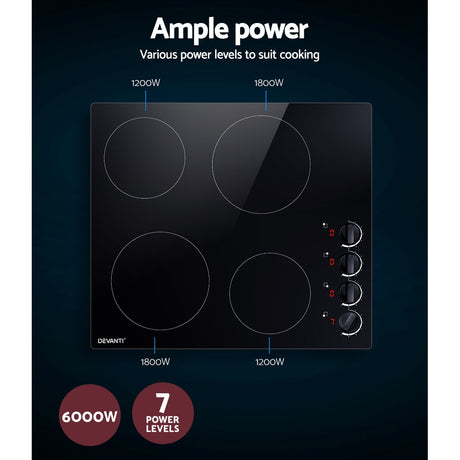 60cm Electric Ceramic Cooktop with Safety Features