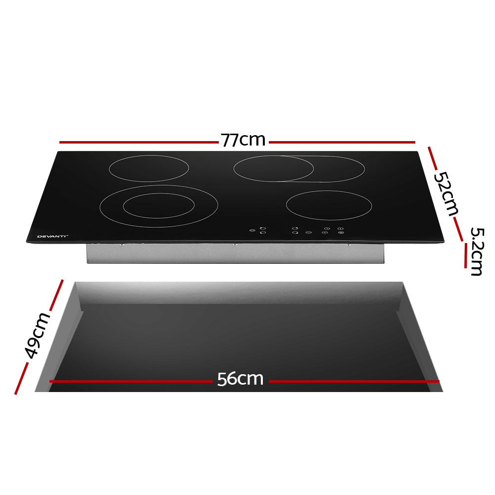 Electric Ceramic Cooktop - 77cm, 6 Zones