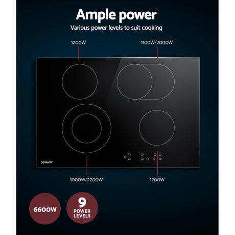 Electric Ceramic Cooktop - 77cm, 6 Zones