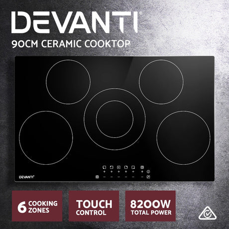 90cm Electric Ceramic Cooktop with Touch Controls