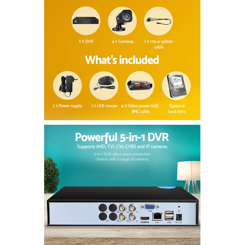 UL-tech CCTV Security System with 4 Cameras