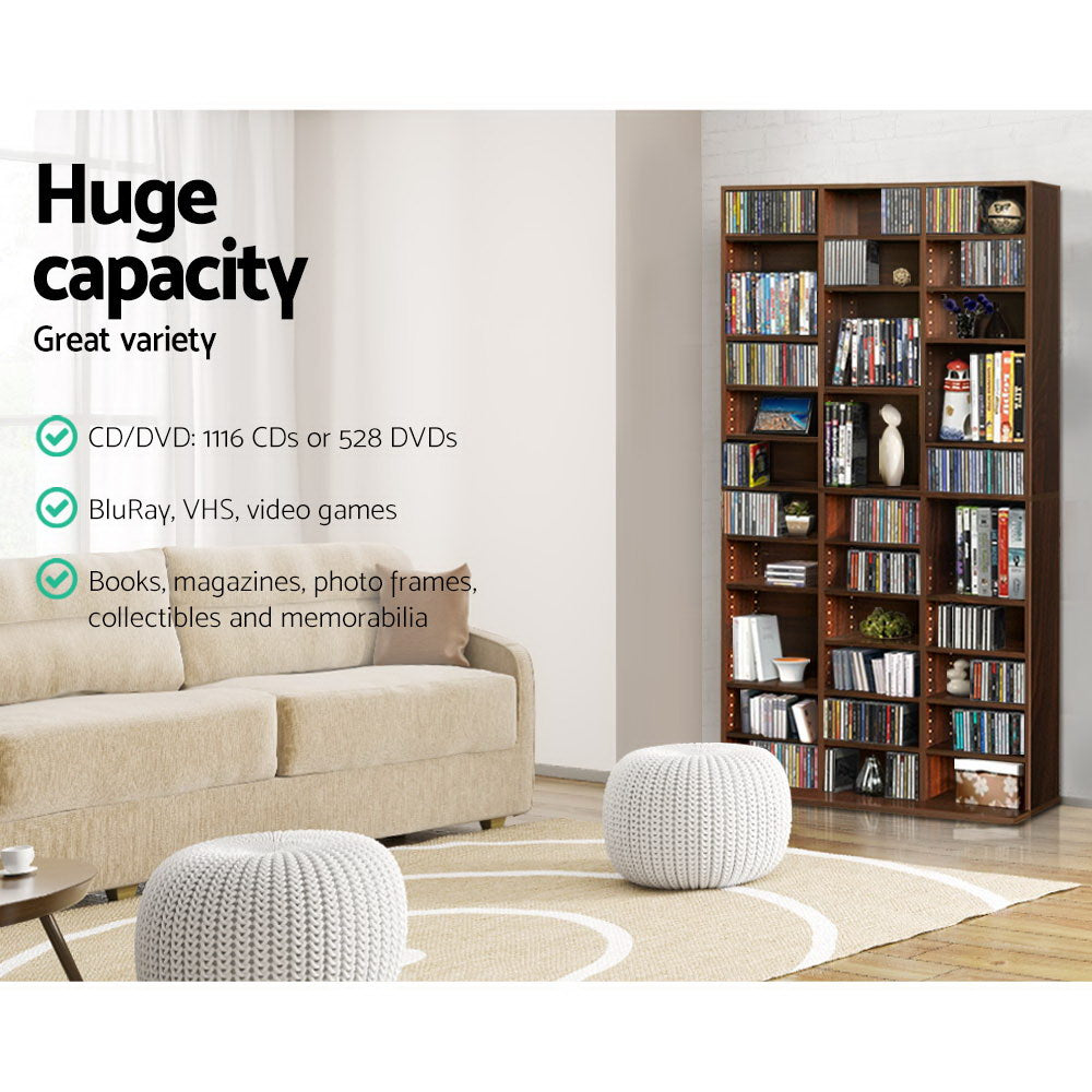 Artiss BERT Walnut Bookshelf CD Storage Rack