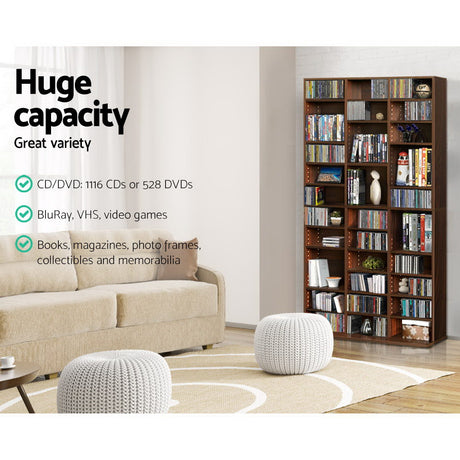 Artiss BERT Walnut Bookshelf CD Storage Rack