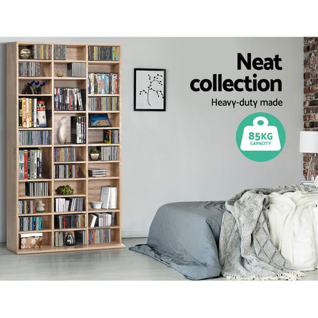 Artiss BERT Oak Bookshelf CD Storage Rack