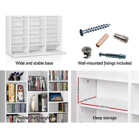 Artiss BERT White Bookshelf CD Storage Rack