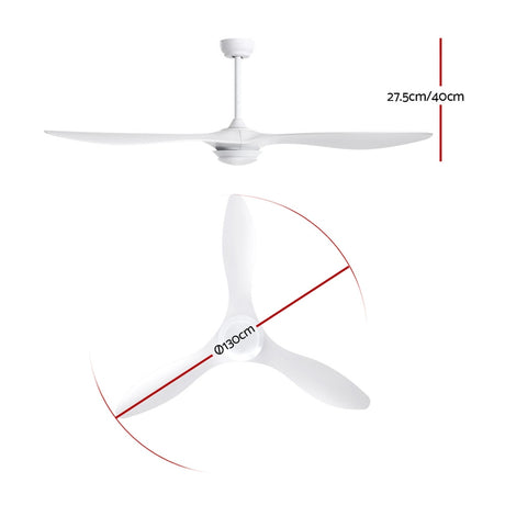 Devanti 52-Inch White Ceiling Fan with Light