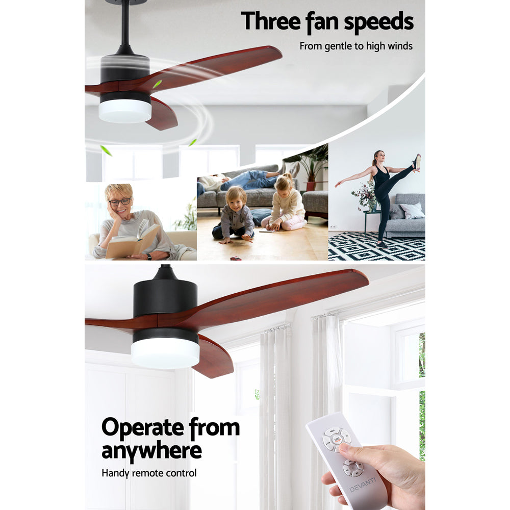 Devanti 52'' Dark Wood Ceiling Fan with Light