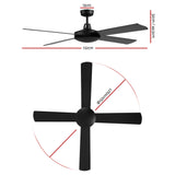 Devanti 52'' Remote-Controlled Ceiling Fan - Black