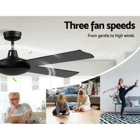 Devanti 52'' Remote-Controlled Ceiling Fan - Black