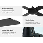 Devanti 52'' Remote-Controlled Ceiling Fan - Black