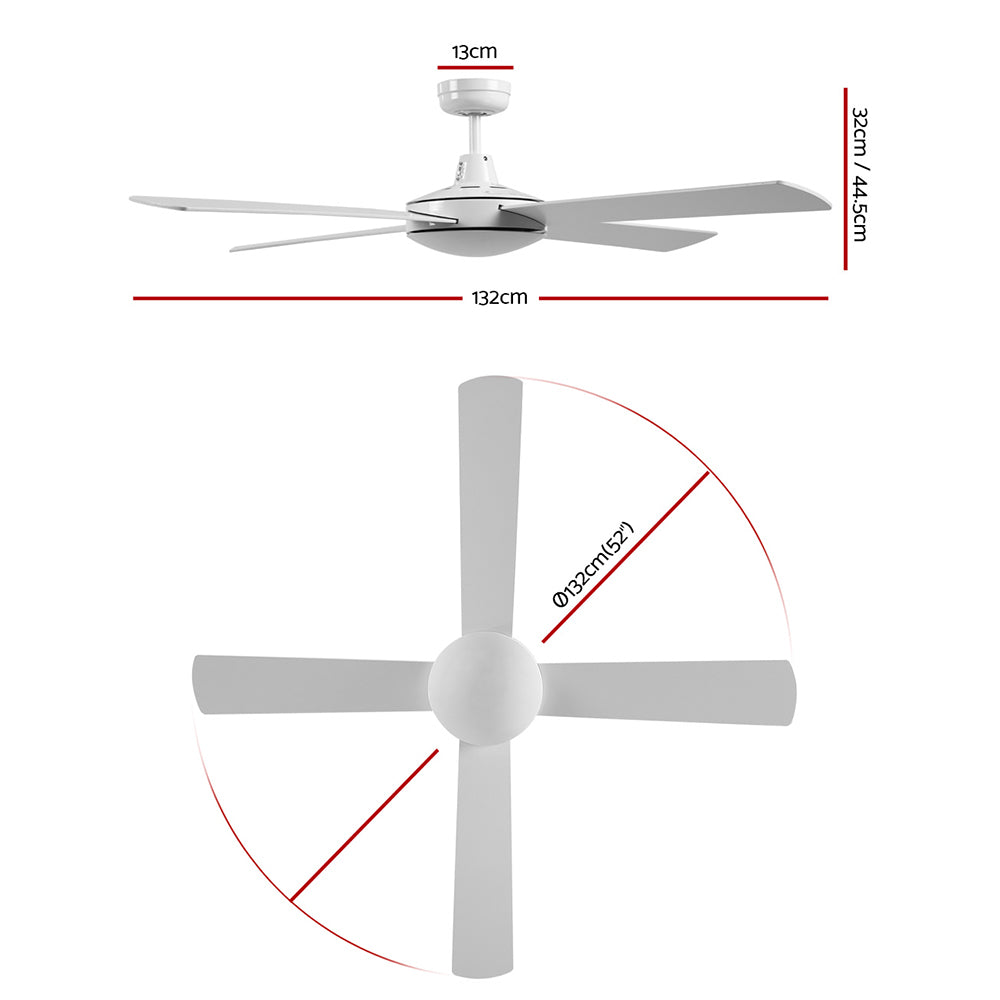 Devanti 52'' White Ceiling Fan with Remote