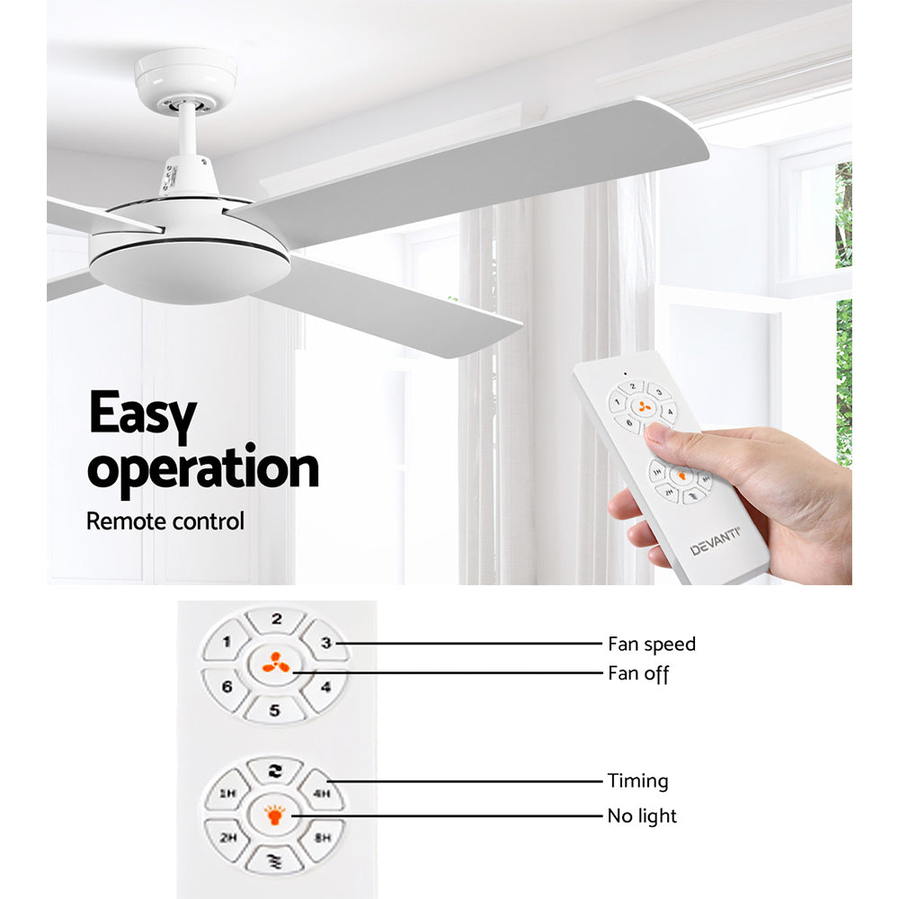 Devanti 52'' White Ceiling Fan with Remote