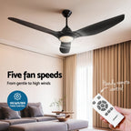 Devanti 64 Inch Black Ceiling Fan with Light