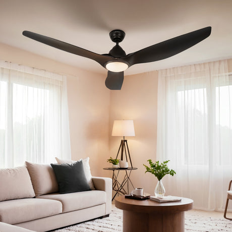 Devanti 64 Inch Black Ceiling Fan with Light
