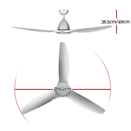 Devanti 64 Inch Silver Ceiling Fan with Remote