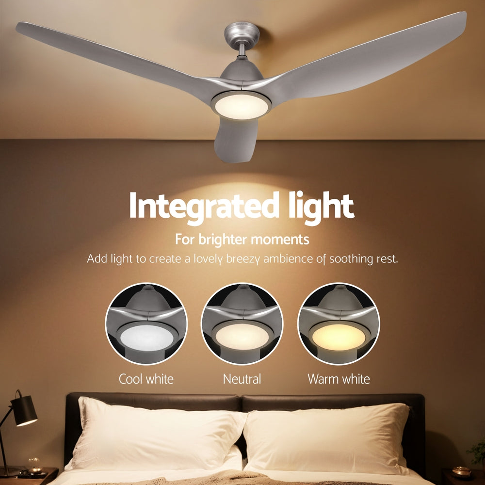 Devanti 64 Inch Silver Ceiling Fan with Remote