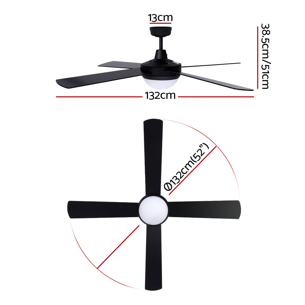 Devanti 52'' Remote-Controlled Ceiling Fan with Light