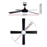 Devanti 52'' Remote-Controlled Ceiling Fan with Light