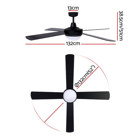 Devanti 52'' Remote-Controlled Ceiling Fan with Light