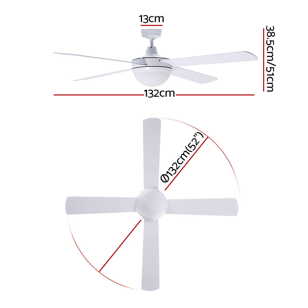 Devanti 52'' Remote-Controlled Ceiling Fan with Light