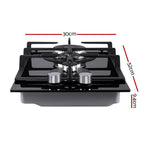 30cm 2-Burner Black Gas Cooktop